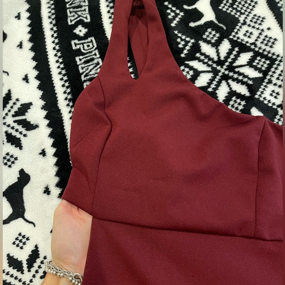 LULUS Divinely Dynamite Burgundy One-Shoulder Maxi Dress - Picture 7 of 7